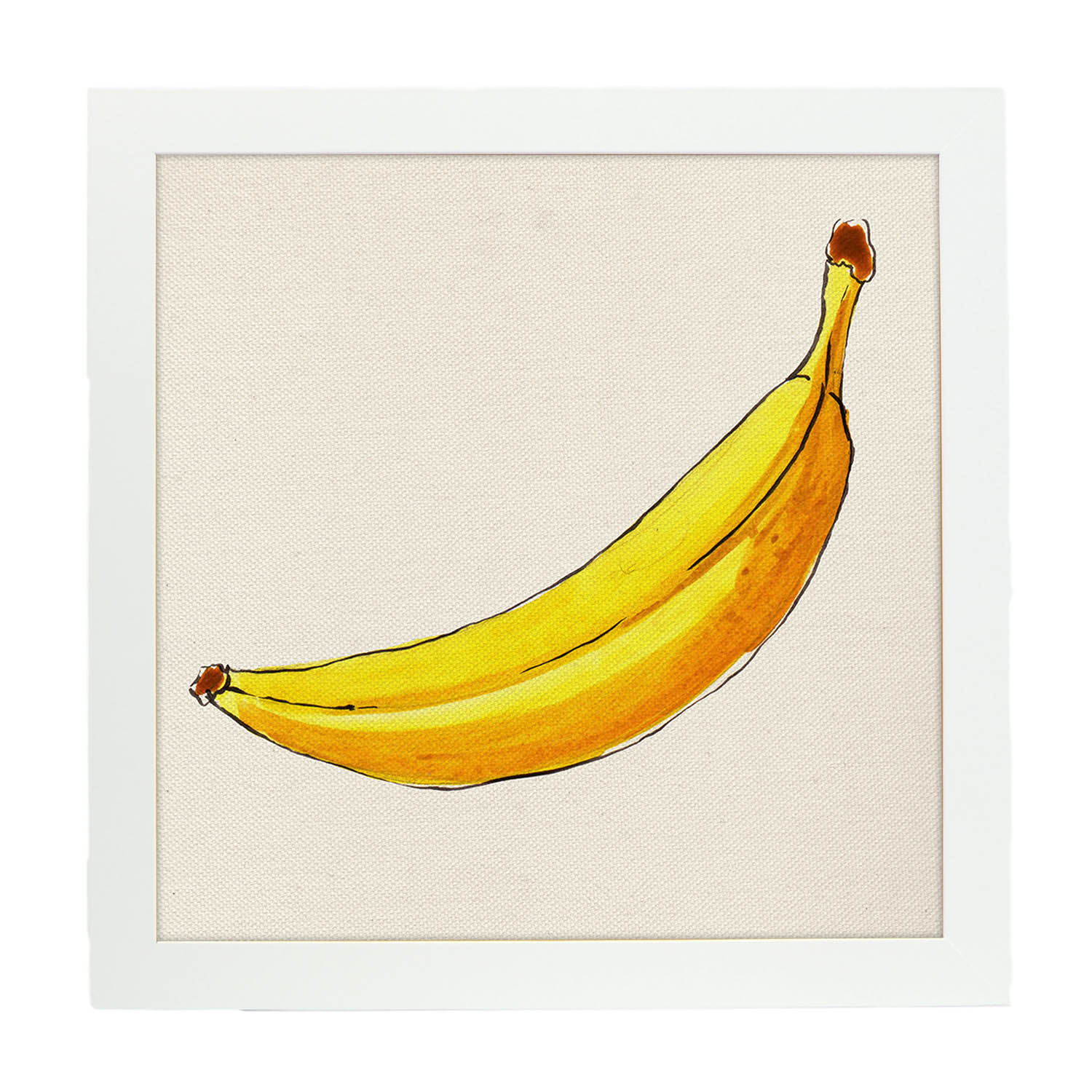 Poster cuadrado de Banana solitaria. Lámina de frutas y verduras de forma cuadrada, ilustrada con dibujos a color.-Artwork-Nacnic-25x25 cm-Marco Blanco-Nacnic Estudio SL