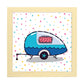 Poster cuadrado de caravanas. Lámina Caravana azul-Artwork-Nacnic-20x20 cm-Marco Madera clara-Nacnic Estudio SL