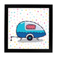 Poster cuadrado de caravanas. Lámina Caravana azul-Artwork-Nacnic-25x25 cm-Marco Negro-Nacnic Estudio SL