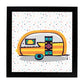 Poster cuadrado de caravanas. Lámina Caravana mostaza-Artwork-Nacnic-20x20 cm-Marco Negro-Nacnic Estudio SL