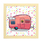 Poster cuadrado de caravanas. Lámina Caravana rosa-Artwork-Nacnic-20x20 cm-Marco Madera clara-Nacnic Estudio SL