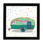 Poster cuadrado de caravanas. Lámina Caravana verde-Artwork-Nacnic-20x20 cm-Marco Negro-Nacnic Estudio SL