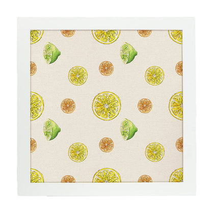 Poster cuadrado de Frutas ácidas. Lámina de frutas y verduras de forma cuadrada, ilustrada con dibujos a color.-Artwork-Nacnic-20x20 cm-Marco Blanco-Nacnic Estudio SL