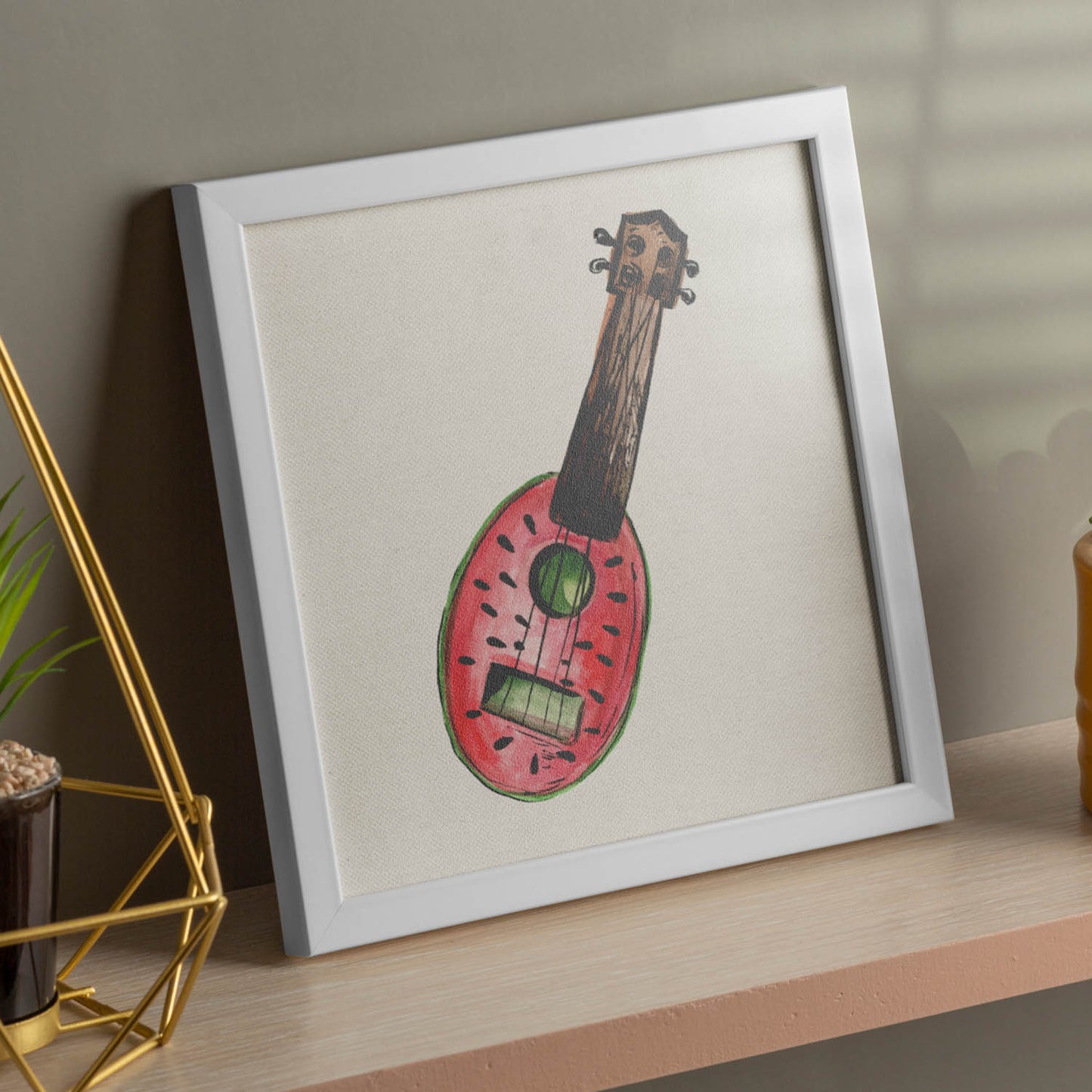 Poster cuadrado de Guitarra de fresa. Lámina de frutas y verduras de forma cuadrada, ilustrada con dibujos a color.-Artwork-Nacnic-Nacnic Estudio SL