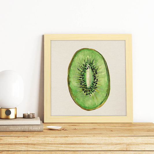 Poster cuadrado de Kiwi dulce. Lámina de frutas y verduras de forma cuadrada, ilustrada con dibujos a color.-Artwork-Nacnic-Nacnic Estudio SL