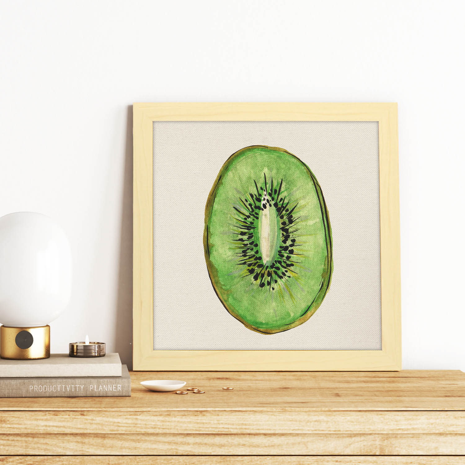 Poster cuadrado de Kiwi dulce. Lámina de frutas y verduras de forma cuadrada, ilustrada con dibujos a color.-Artwork-Nacnic-Nacnic Estudio SL