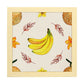 Poster cuadrado de Platano bailarin. Lámina de frutas y verduras de forma cuadrada, ilustrada con dibujos a color.-Artwork-Nacnic-25x25 cm-Marco Madera clara-Nacnic Estudio SL