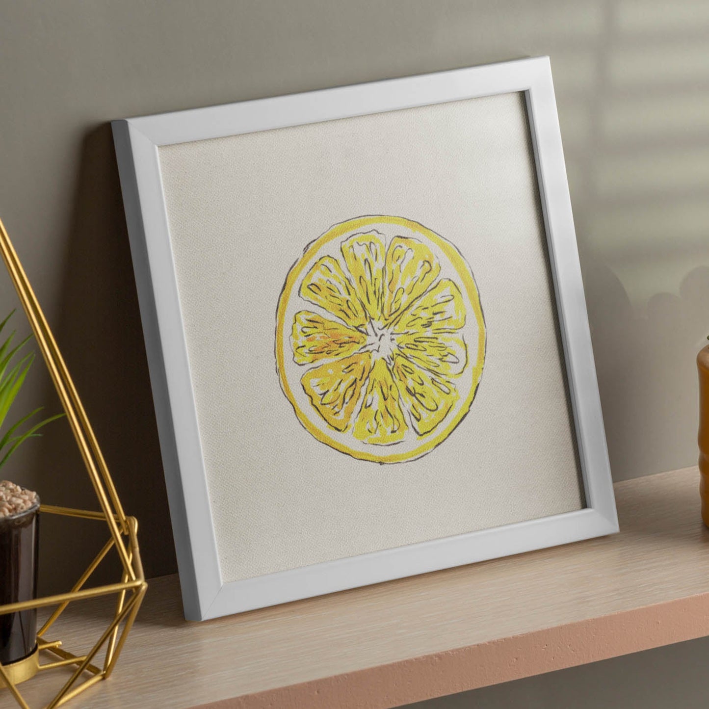 Poster cuadrado de Rodajita de limón. Lámina de frutas y verduras de forma cuadrada, ilustrada con dibujos a color.-Artwork-Nacnic-Nacnic Estudio SL