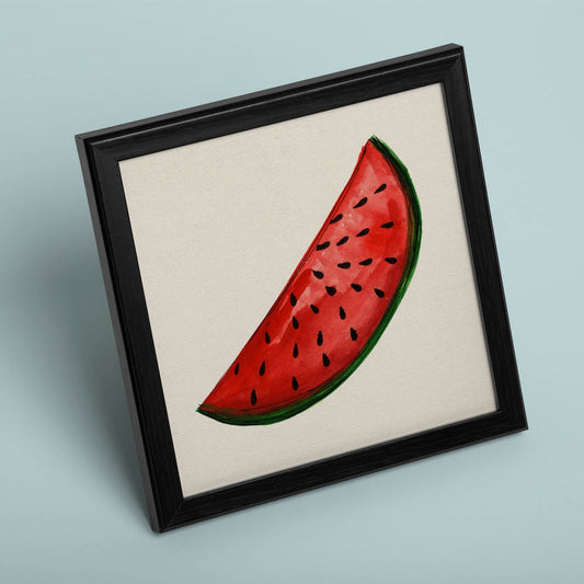Poster cuadrado de Sandia fresca. Lámina de frutas y verduras de forma cuadrada, ilustrada con dibujos a color.-Artwork-Nacnic-Nacnic Estudio SL