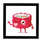 Poster cuadrado de sushi. Lámina Sushi california, con dibujos de sushi, onigiri, y otras comidas japonesas.-Artwork-Nacnic-25x25 cm-Marco Negro-Nacnic Estudio SL
