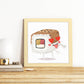 Poster cuadrado de sushi. Lámina Sushi in love, con dibujos de sushi, onigiri, y otras comidas japonesas.-Artwork-Nacnic-Nacnic Estudio SL