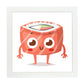 Poster cuadrado de sushi. Lámina Sushi salmon, con dibujos de sushi, onigiri, y otras comidas japonesas.-Artwork-Nacnic-25x25 cm-Marco Blanco-Nacnic Estudio SL