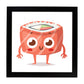 Poster cuadrado de sushi. Lámina Sushi salmon, con dibujos de sushi, onigiri, y otras comidas japonesas.-Artwork-Nacnic-25x25 cm-Marco Negro-Nacnic Estudio SL