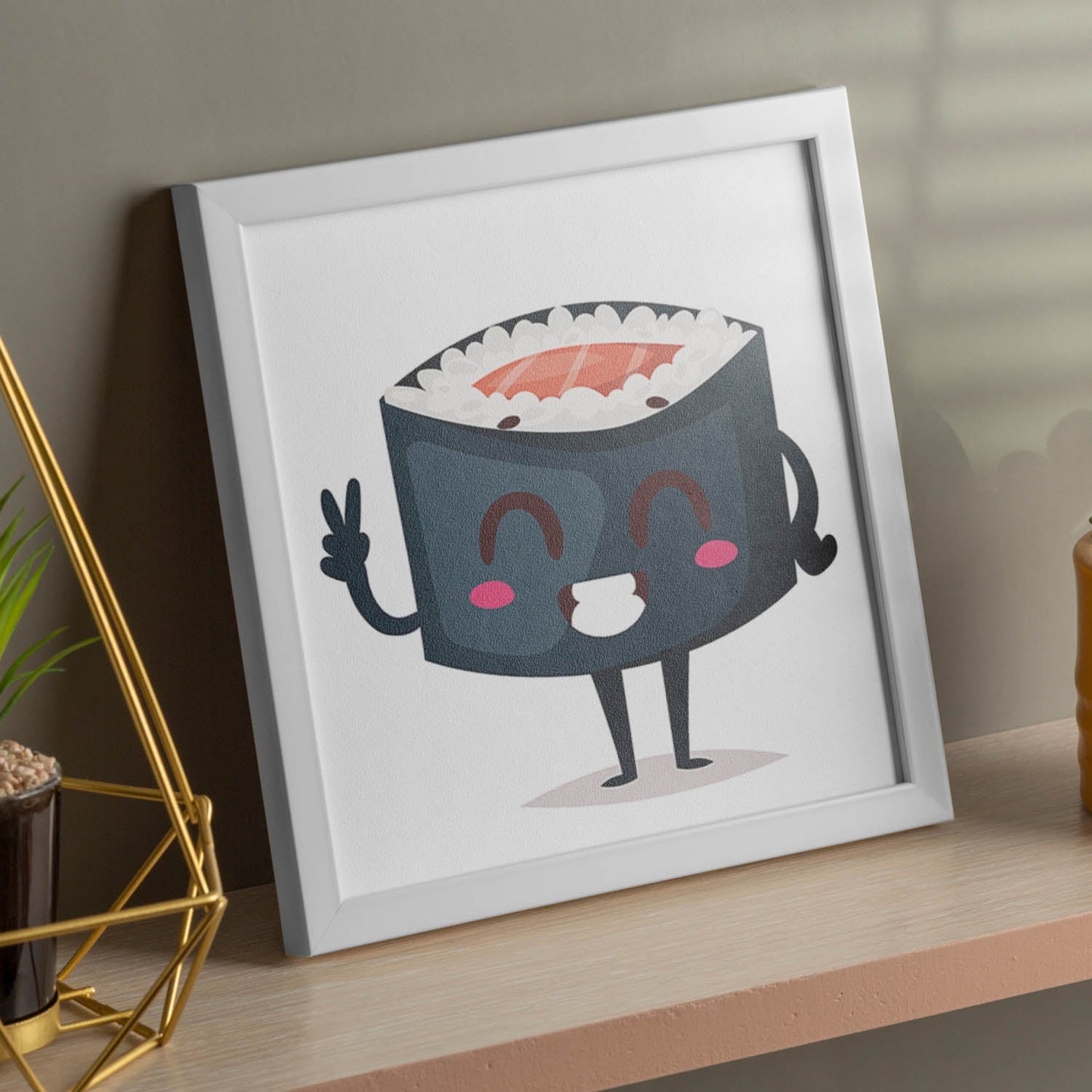 Poster cuadrado de sushi. Lámina Sushi salmon in, con dibujos de sushi, onigiri, y otras comidas japonesas.-Artwork-Nacnic-Nacnic Estudio SL