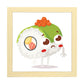Poster cuadrado de sushi. Lámina Sushi verde caviar, con dibujos de sushi, onigiri, y otras comidas japonesas.-Artwork-Nacnic-25x25 cm-Marco Madera clara-Nacnic Estudio SL