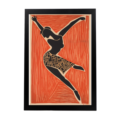 Lámina Minimalista Danza Abstracta en Bloque de Madera
