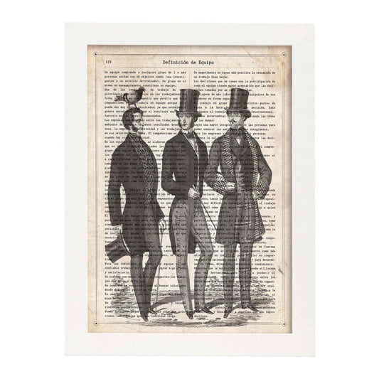 Poster de 3 hombres y una paloma.Láminas vintage. Posters con diseño vintage y definiciones.-Artwork-Nacnic-A4-Marco Blanco-Nacnic Estudio SL
