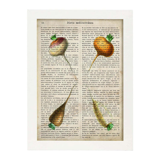 Poster de 4 rabanos. Láminas de frutas y verduras con definiciones. Ilustraciones de alimentacion vegetariana.-Artwork-Nacnic-A4-Marco Blanco-Nacnic Estudio SL