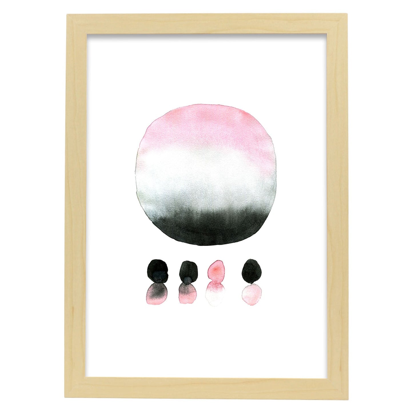 Poster de Abstracto rosa negro circular. Lámina colorida con diseño nórdico.-Artwork-Nacnic-A3-Marco Madera clara-Nacnic Estudio SL