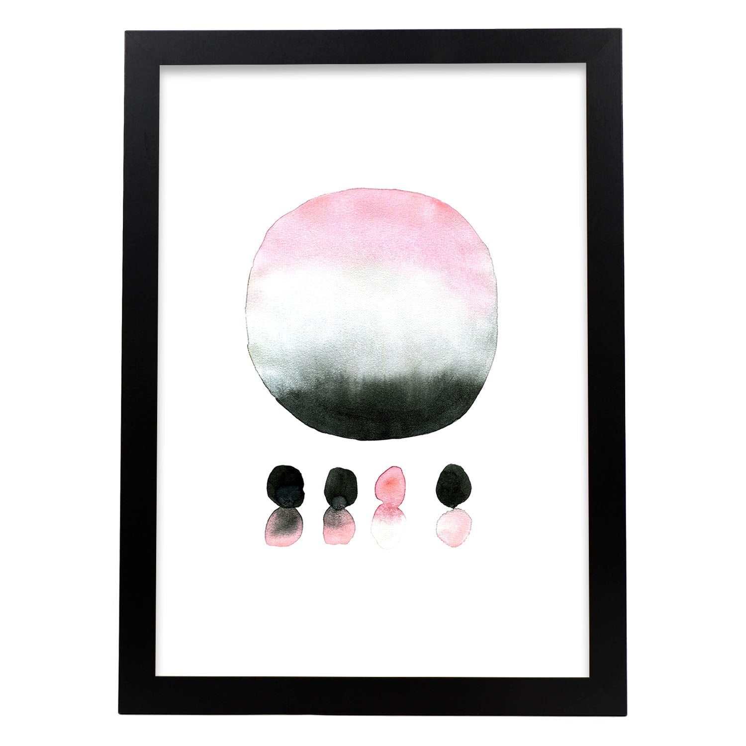 Poster de Abstracto rosa negro circular. Lámina colorida con diseño nórdico.-Artwork-Nacnic-A3-Marco Negro-Nacnic Estudio SL