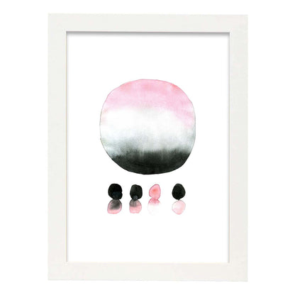 Poster de Abstracto rosa negro circular. Lámina colorida con diseño nórdico.-Artwork-Nacnic-A4-Marco Blanco-Nacnic Estudio SL
