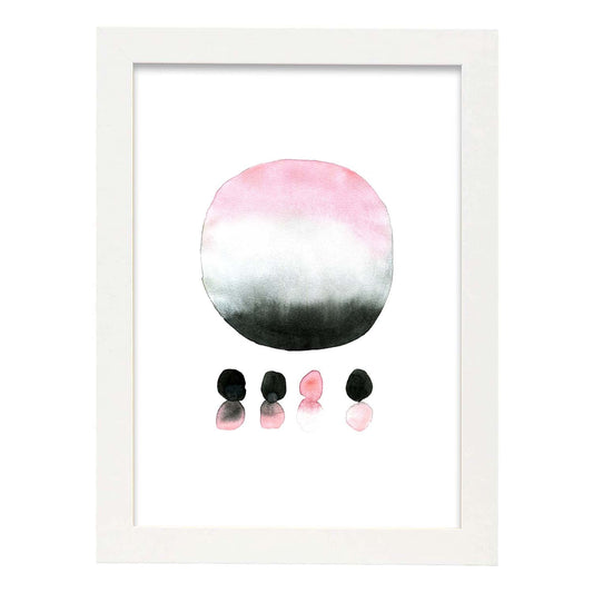 Poster de Abstracto rosa negro circular. Lámina colorida con diseño nórdico.-Artwork-Nacnic-A4-Marco Blanco-Nacnic Estudio SL