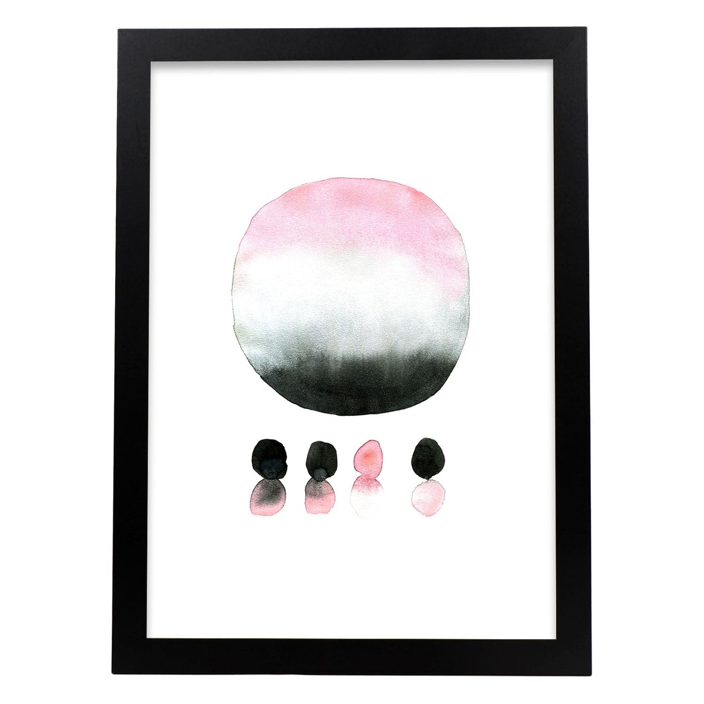 Poster de Abstracto rosa negro circular. Lámina colorida con diseño nórdico.-Artwork-Nacnic-A4-Marco Negro-Nacnic Estudio SL