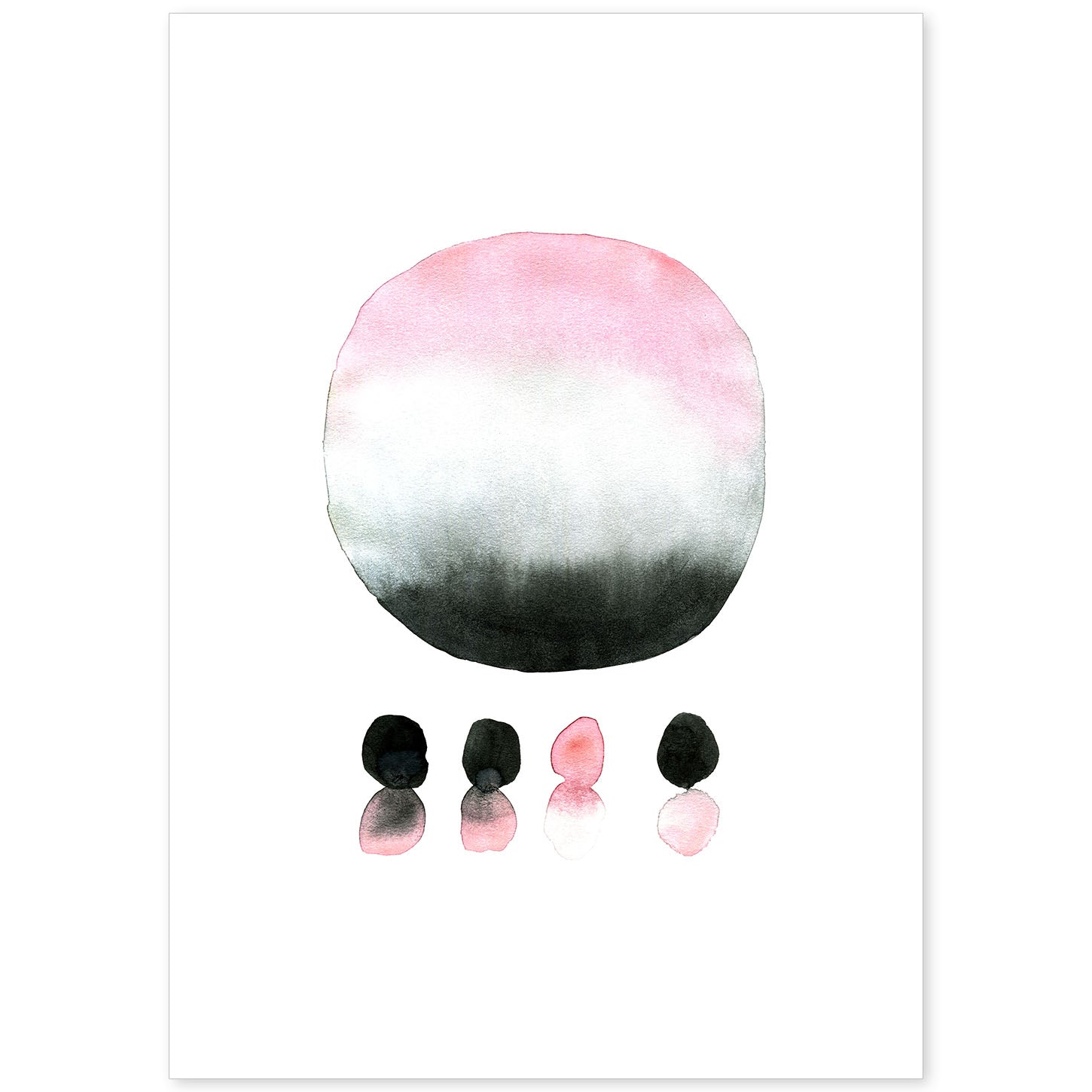 Poster de Abstracto rosa negro circular. Lámina colorida con diseño nórdico.-Artwork-Nacnic-A4-Sin marco-Nacnic Estudio SL