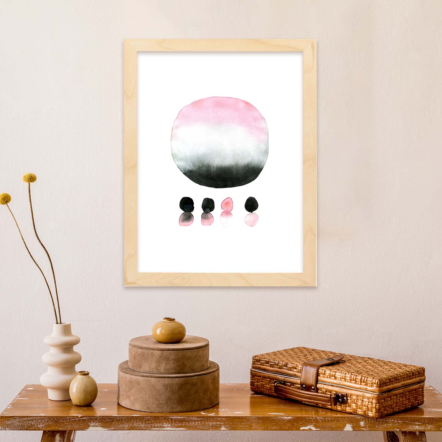 Poster de Abstracto rosa negro circular. Lámina colorida con diseño nórdico.-Artwork-Nacnic-Nacnic Estudio SL