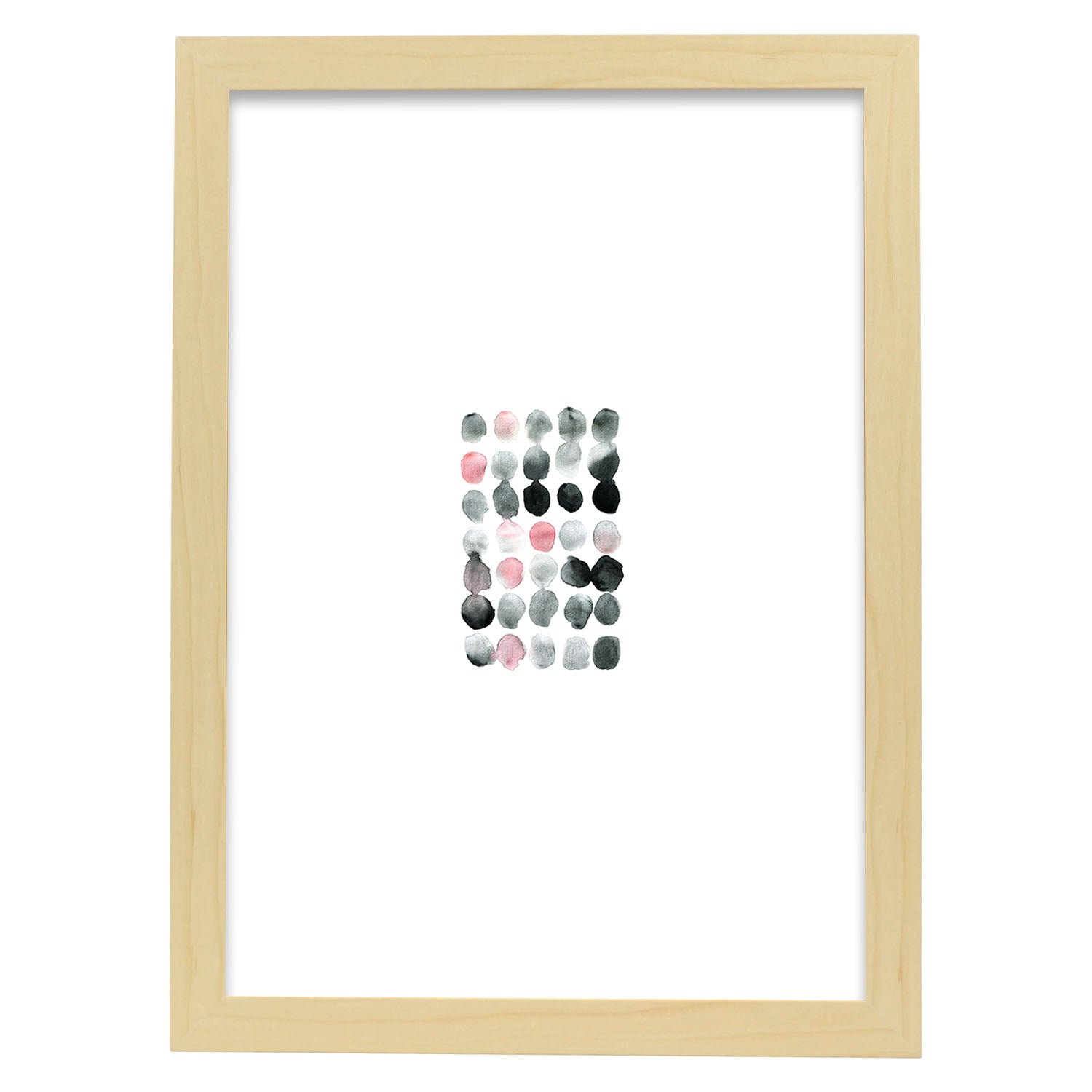 Poster de Abstracto rosa negro circulos. Lámina colorida con diseño nórdico.-Artwork-Nacnic-A3-Marco Madera clara-Nacnic Estudio SL