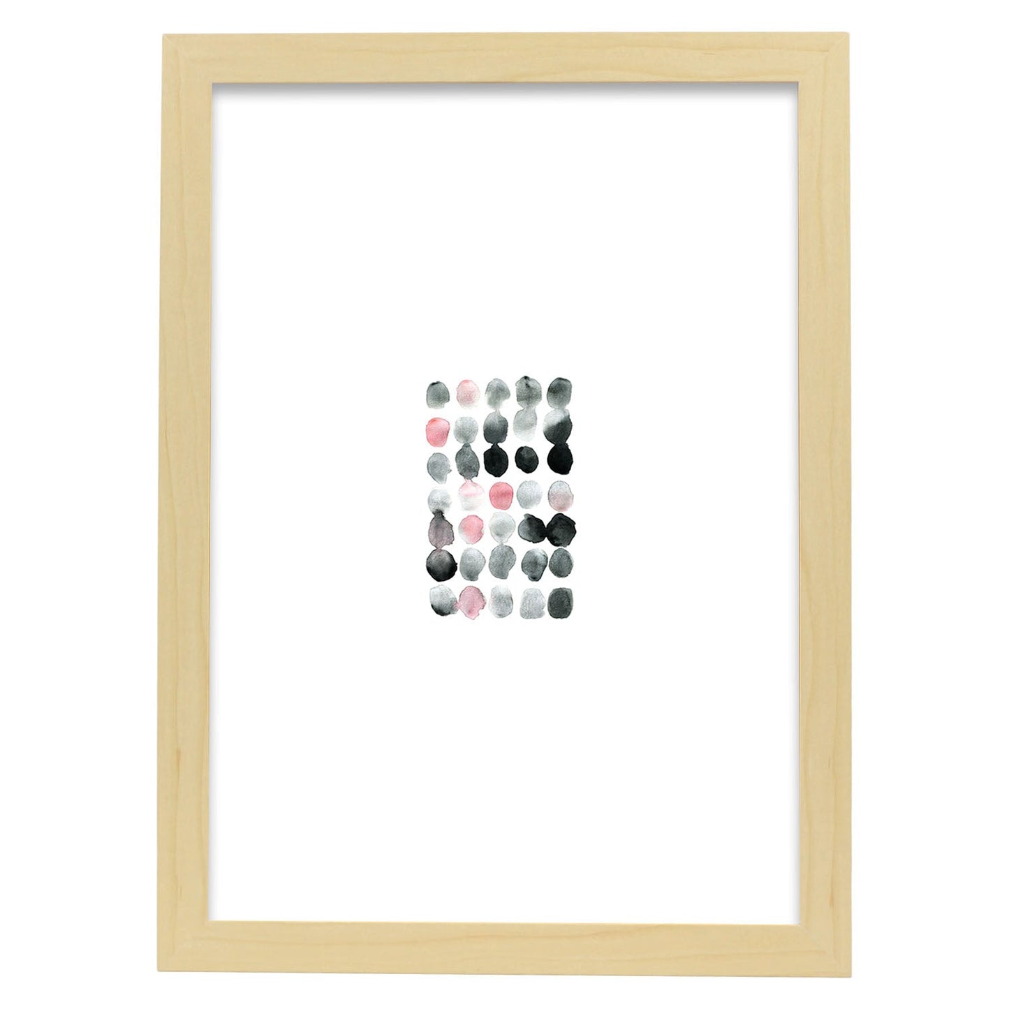 Poster de Abstracto rosa negro circulos. Lámina colorida con diseño nórdico.-Artwork-Nacnic-A4-Marco Madera clara-Nacnic Estudio SL