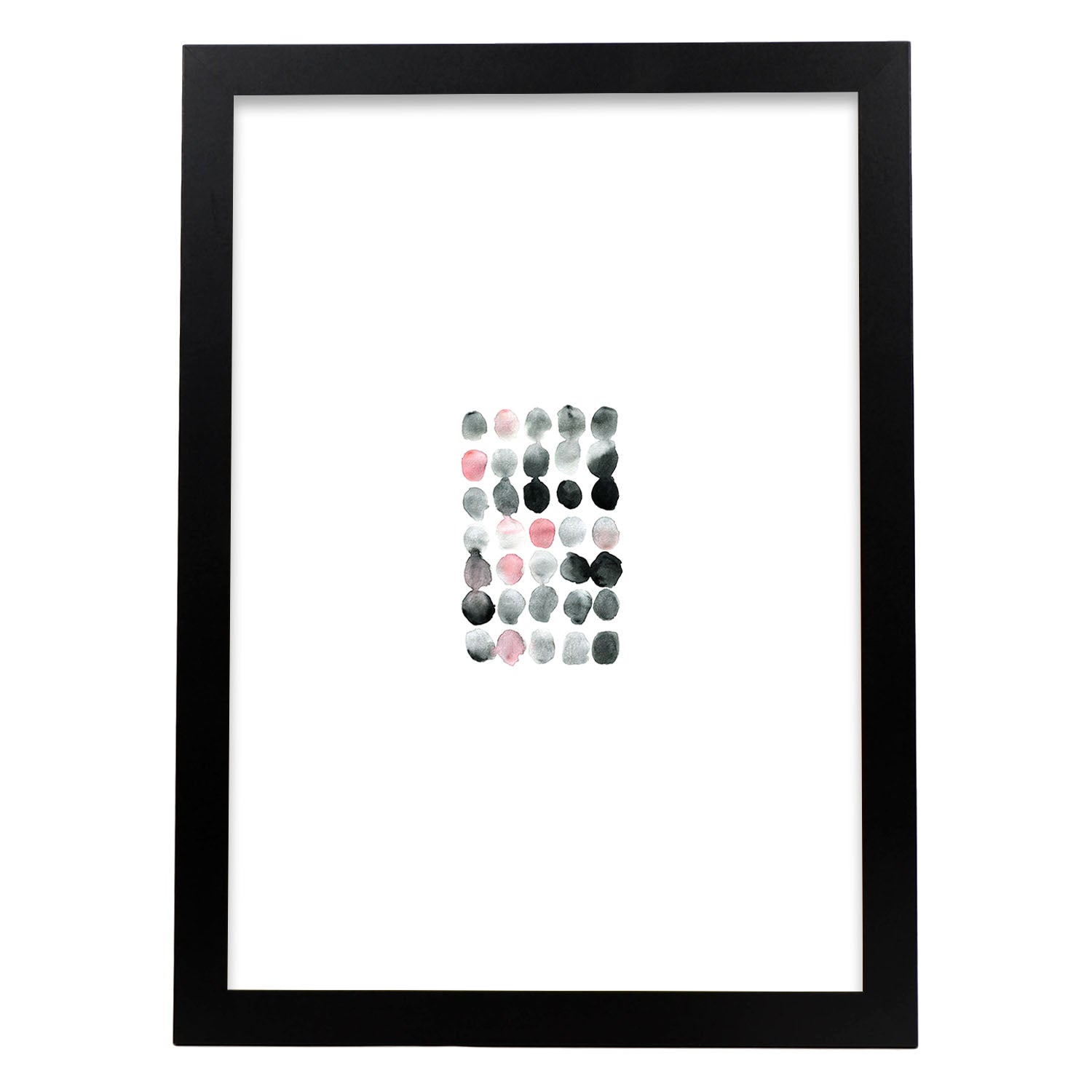 Poster de Abstracto rosa negro circulos. Lámina colorida con diseño nórdico.-Artwork-Nacnic-A4-Marco Negro-Nacnic Estudio SL