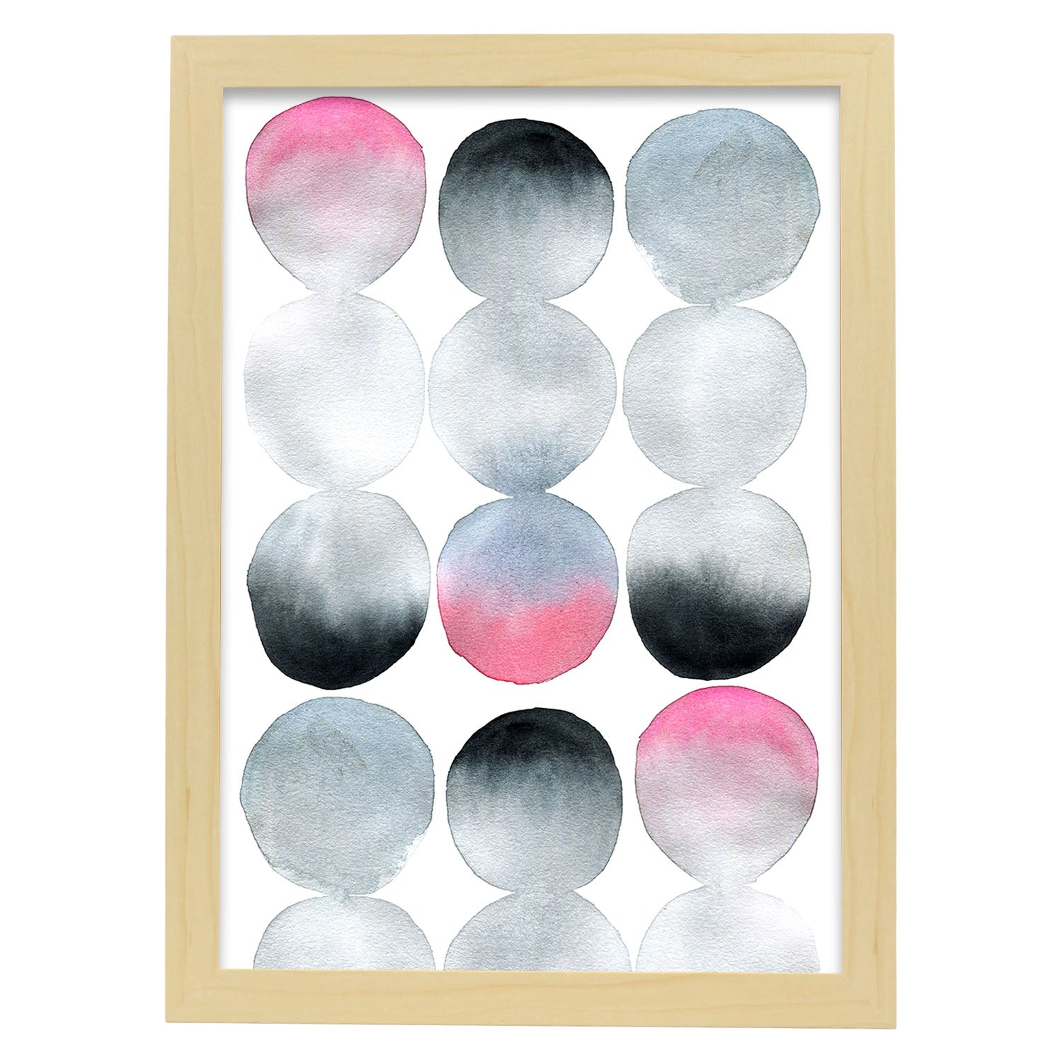 Poster de Abstracto rosa negro gris. Lámina colorida con diseño nórdico.-Artwork-Nacnic-A3-Marco Madera clara-Nacnic Estudio SL