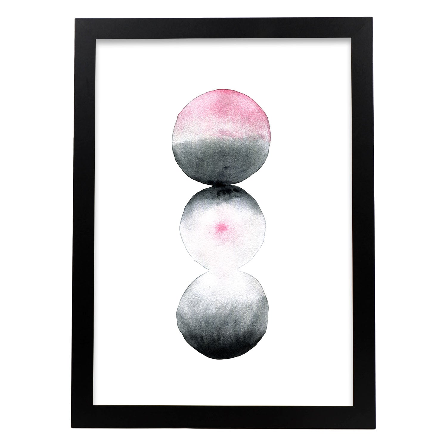 Poster de Abstracto rosa negro lunas. Lámina colorida con diseño nórdico.-Artwork-Nacnic-A3-Marco Negro-Nacnic Estudio SL