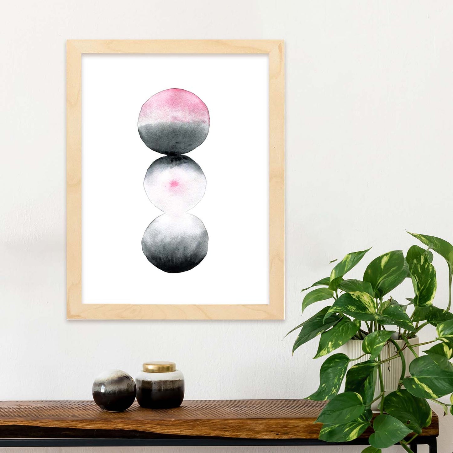 Poster de Abstracto rosa negro lunas. Lámina colorida con diseño nórdico.-Artwork-Nacnic-Nacnic Estudio SL