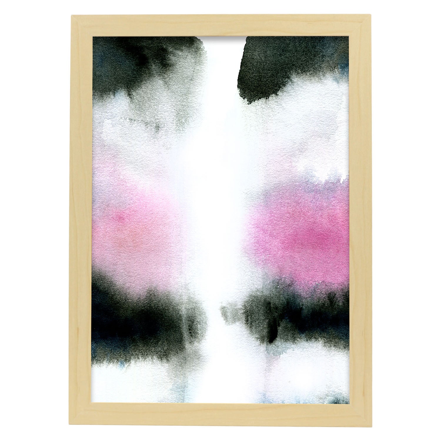 Poster de Abstracto rosa negro mancha. Lámina colorida con diseño nórdico.-Artwork-Nacnic-A3-Marco Madera clara-Nacnic Estudio SL