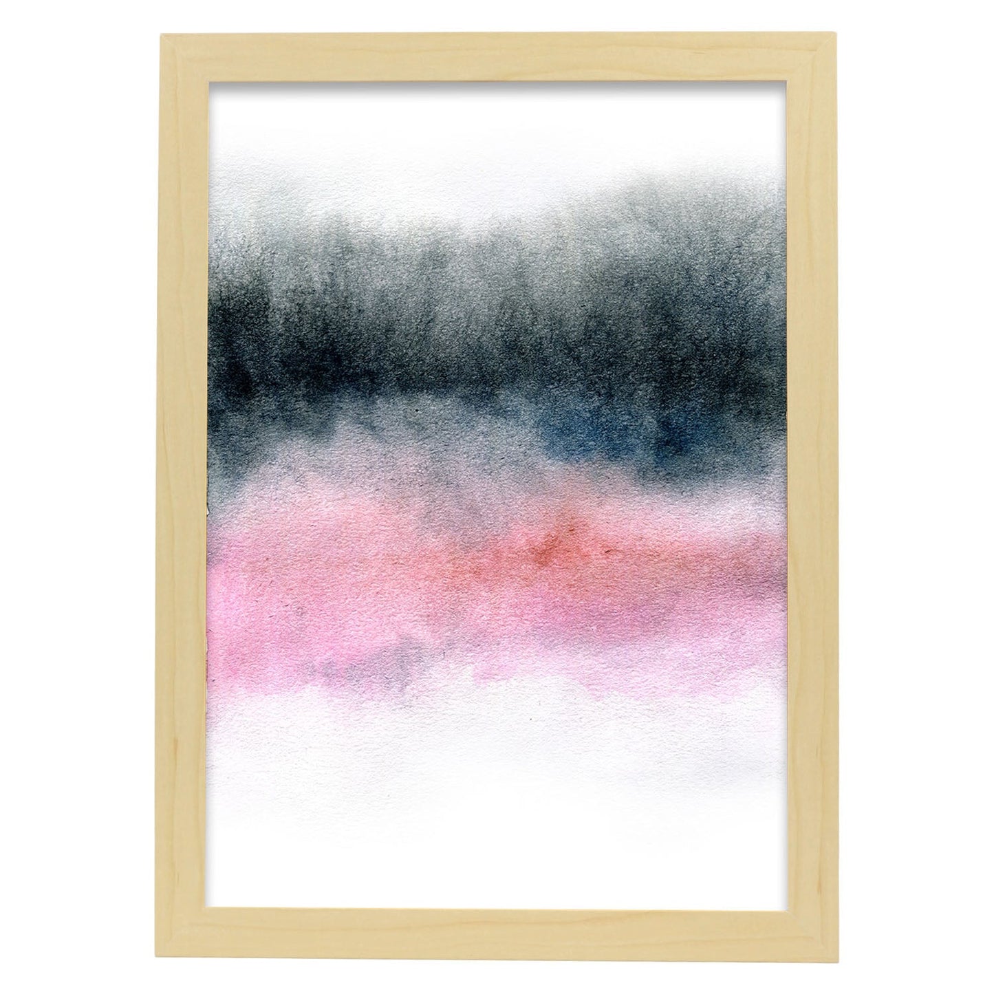 Poster de Abstracto rosa negro morado. Lámina colorida con diseño nórdico.-Artwork-Nacnic-A4-Marco Madera clara-Nacnic Estudio SL