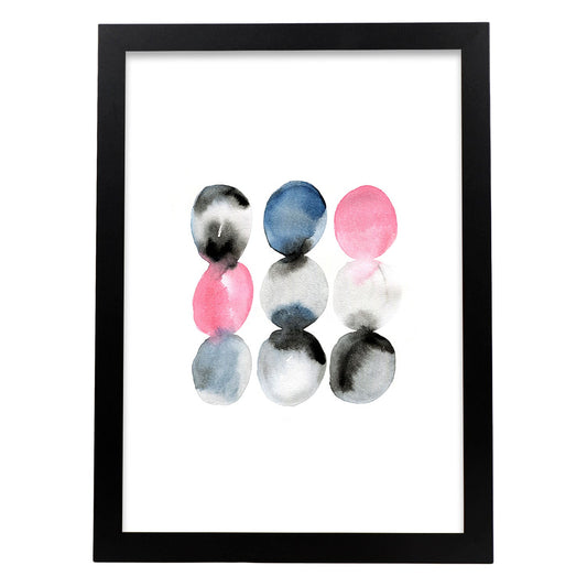 Poster de Abstracto rosa negro nueve. Lámina colorida con diseño nórdico.-Artwork-Nacnic-A4-Marco Negro-Nacnic Estudio SL