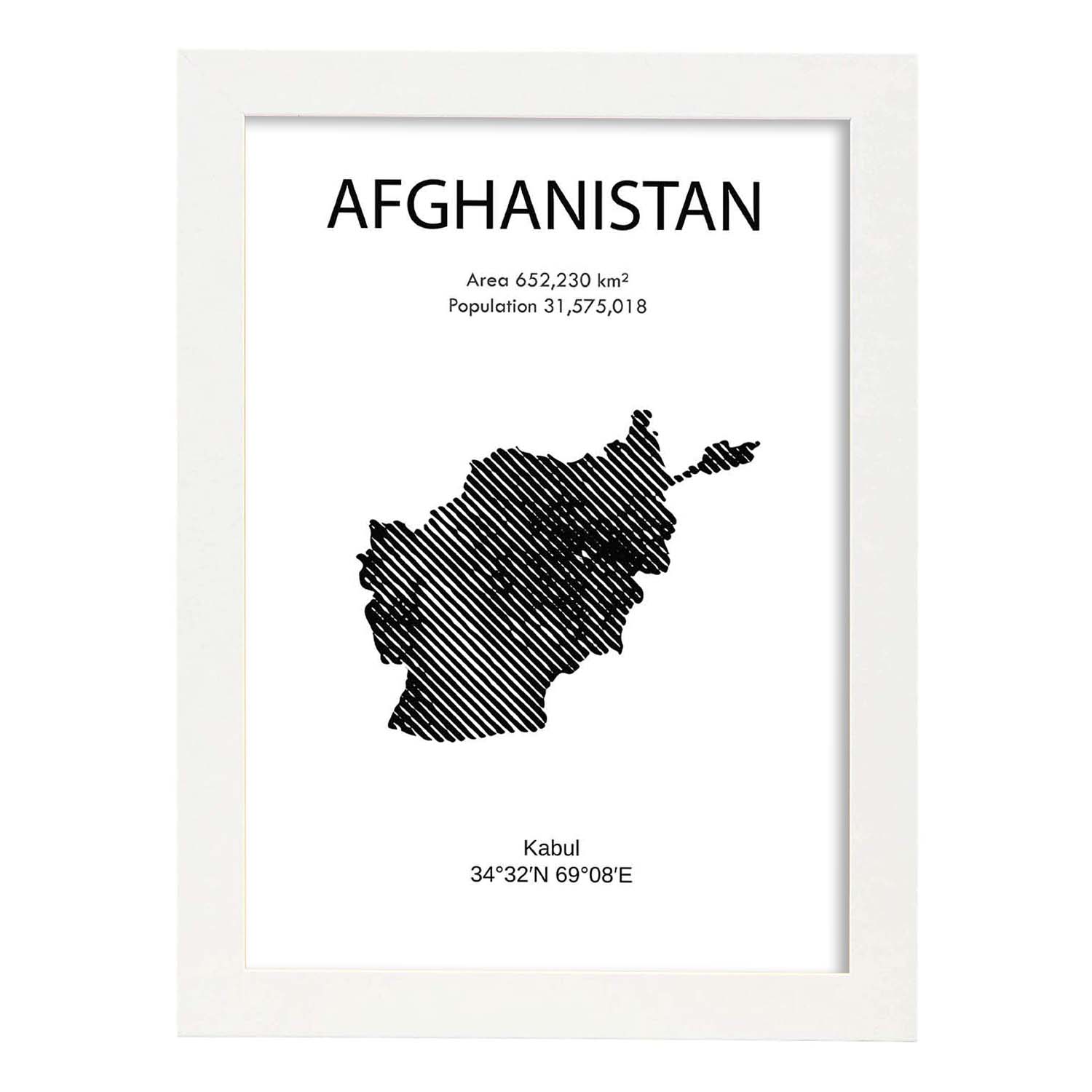 Poster de Afganistán. Láminas de paises y continentes del mundo.-Artwork-Nacnic-A3-Marco Blanco-Nacnic Estudio SL