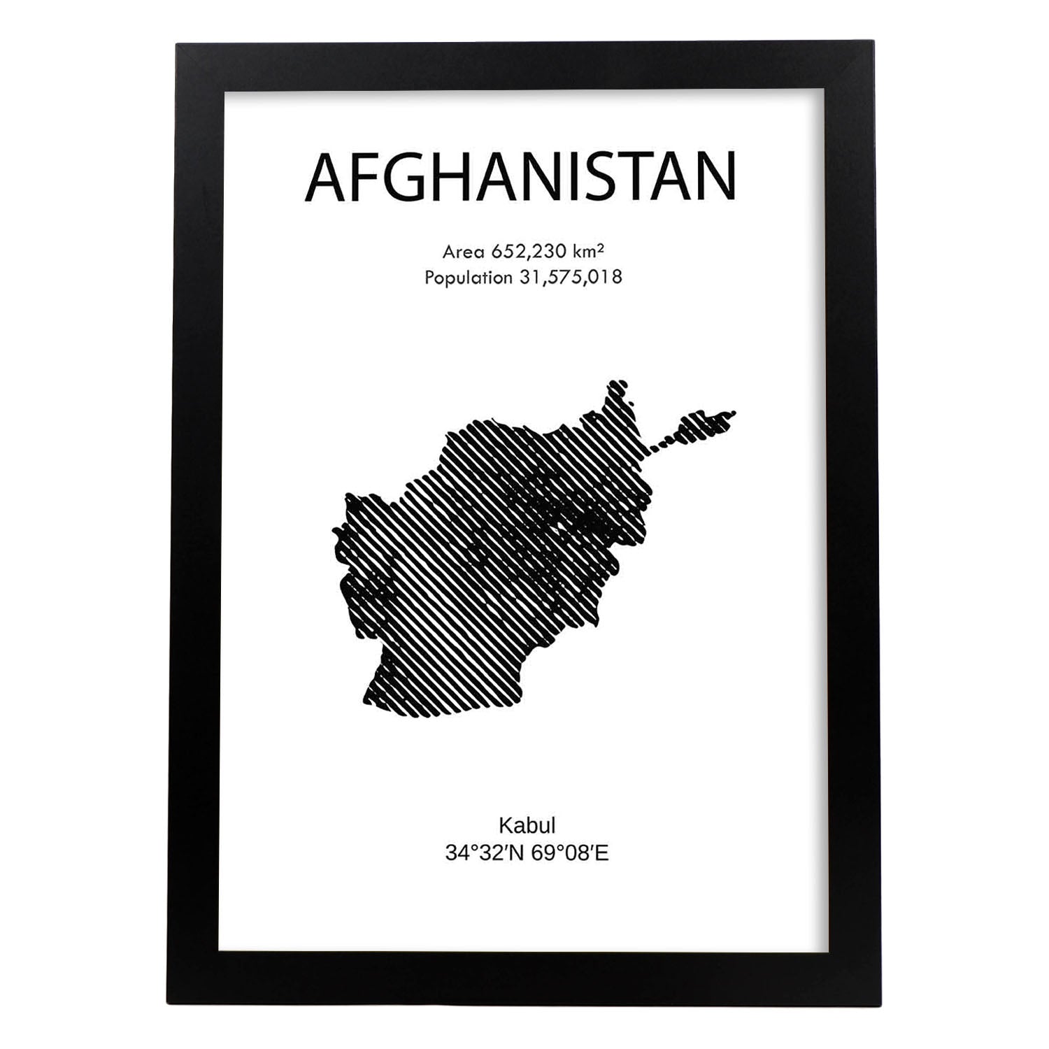 Poster de Afganistán. Láminas de paises y continentes del mundo.-Artwork-Nacnic-A3-Marco Negro-Nacnic Estudio SL