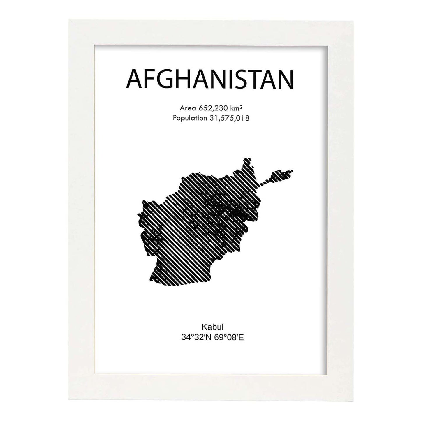 Poster de Afganistán. Láminas de paises y continentes del mundo.-Artwork-Nacnic-A4-Marco Blanco-Nacnic Estudio SL