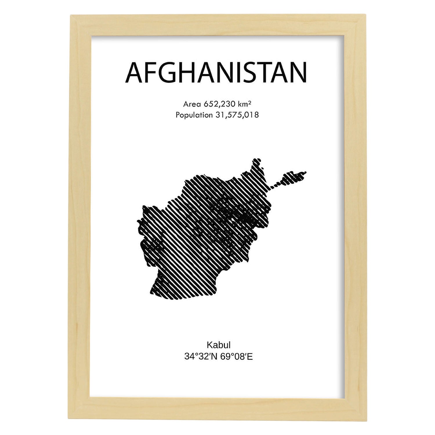 Poster de Afganistán. Láminas de paises y continentes del mundo.-Artwork-Nacnic-A4-Marco Madera clara-Nacnic Estudio SL