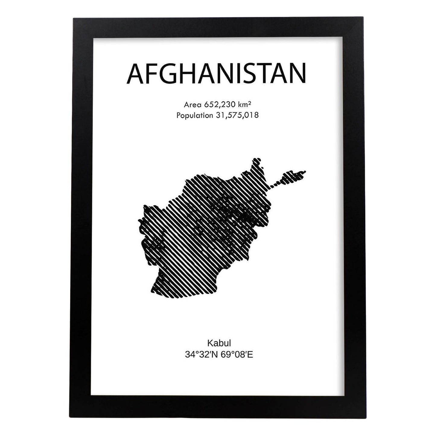 Poster de Afganistán. Láminas de paises y continentes del mundo.-Artwork-Nacnic-A4-Marco Negro-Nacnic Estudio SL