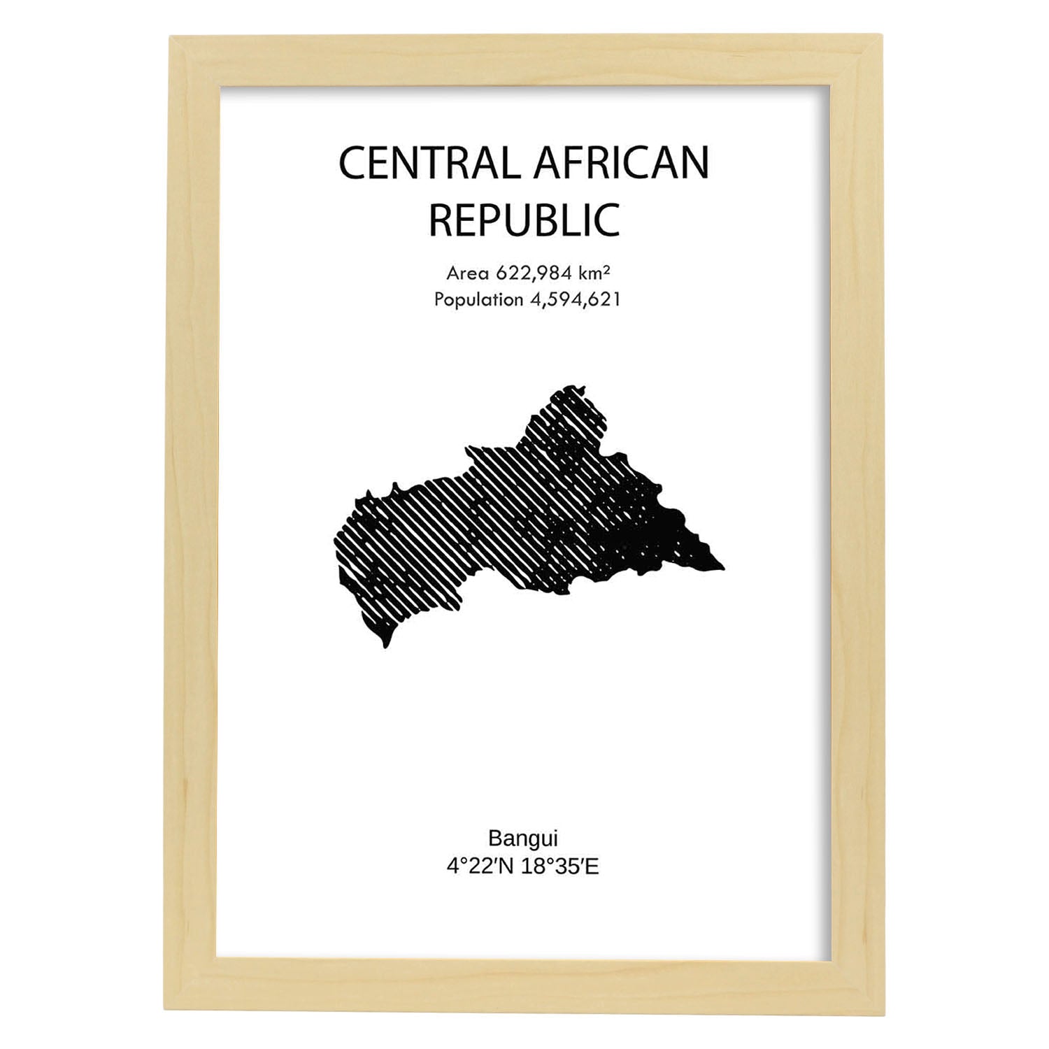 Poster de Africa central. Láminas de paises y continentes del mundo.-Artwork-Nacnic-A3-Marco Madera clara-Nacnic Estudio SL