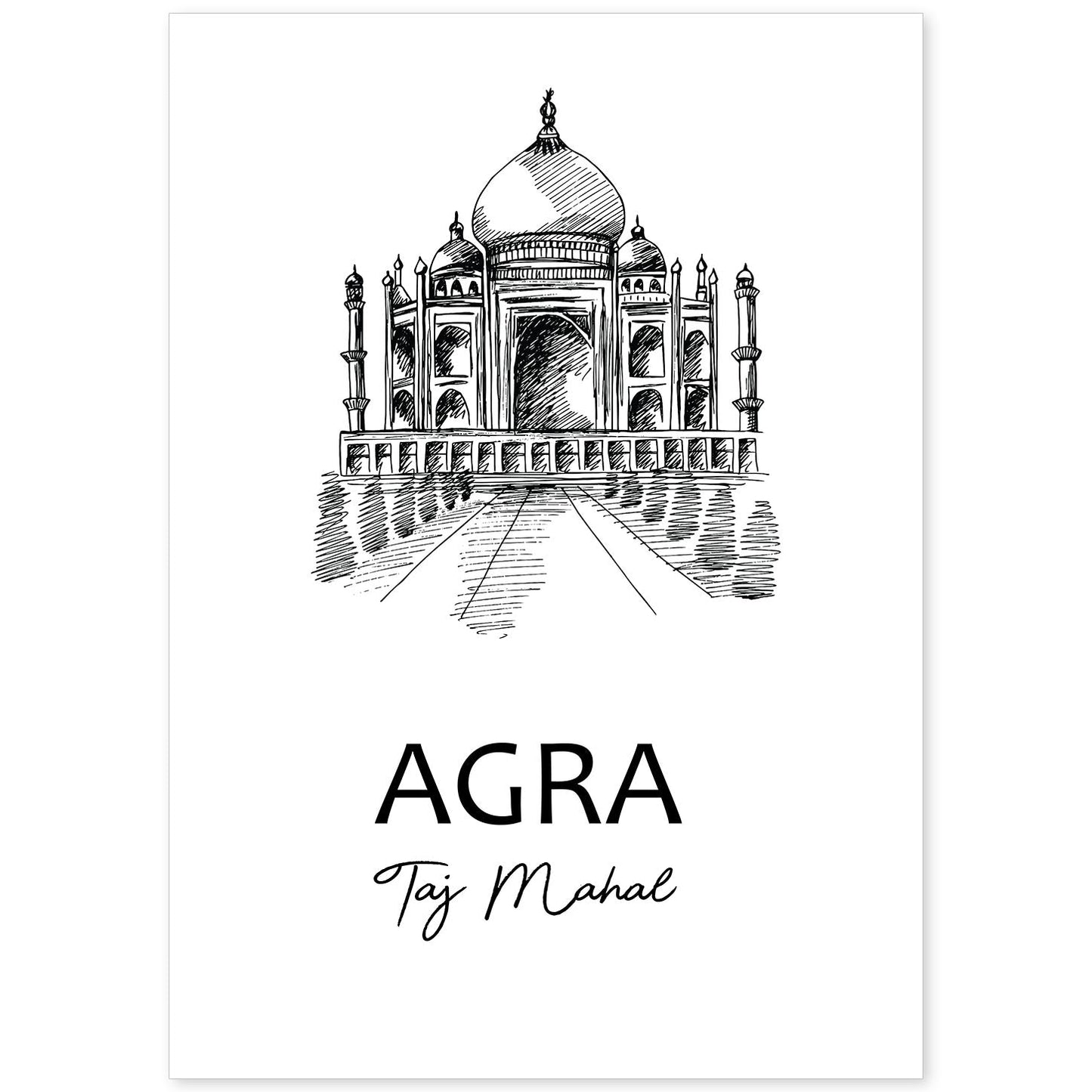 Poster de Agra - Taj Mahal. Láminas con monumentos de ciudades.-Artwork-Nacnic-A4-Sin marco-Nacnic Estudio SL
