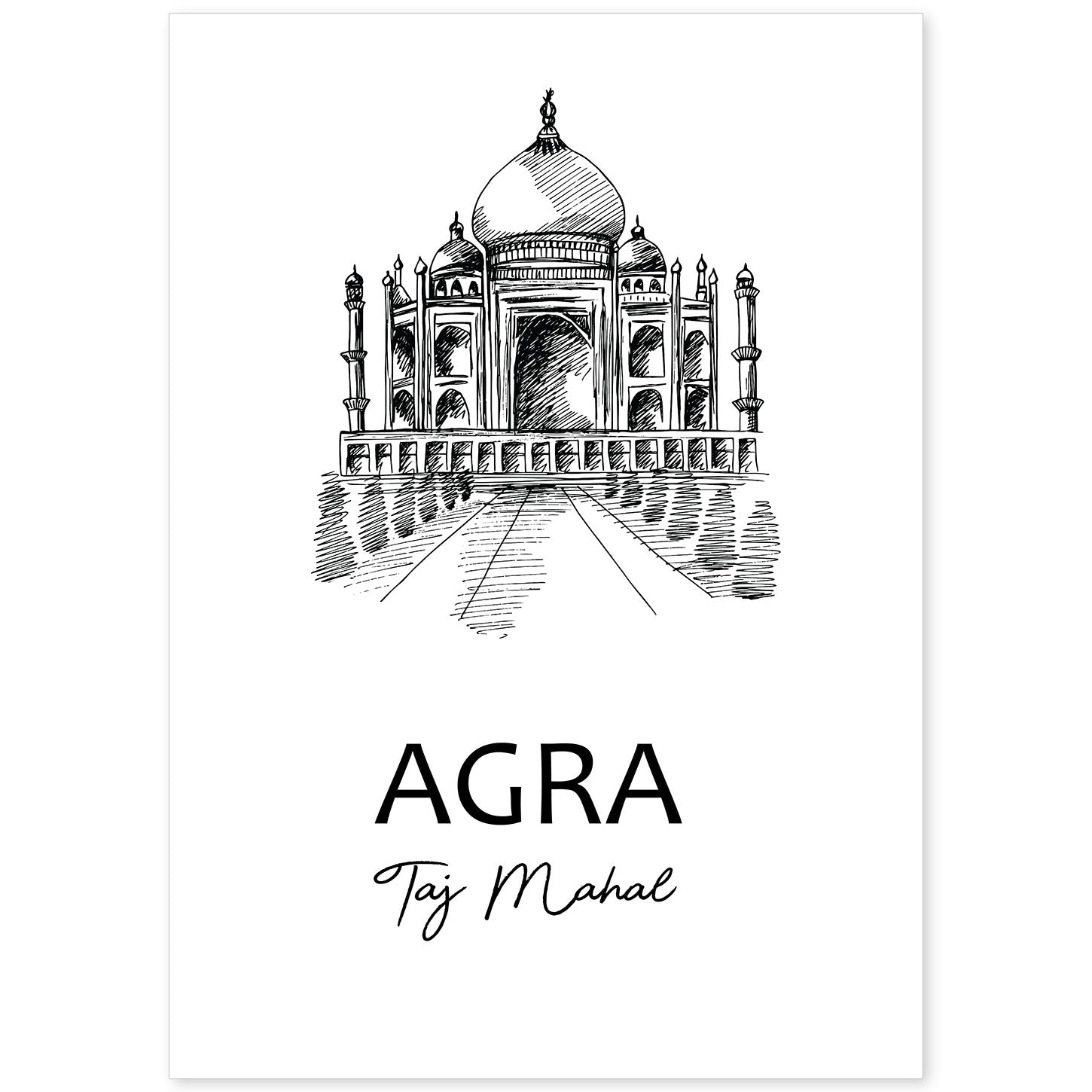Poster de Agra - Taj Mahal. Láminas con monumentos de ciudades.-Artwork-Nacnic-A4-Sin marco-Nacnic Estudio SL