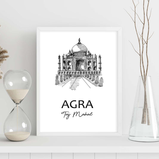 Poster de Agra - Taj Mahal. Láminas con monumentos de ciudades.-Artwork-Nacnic-Nacnic Estudio SL