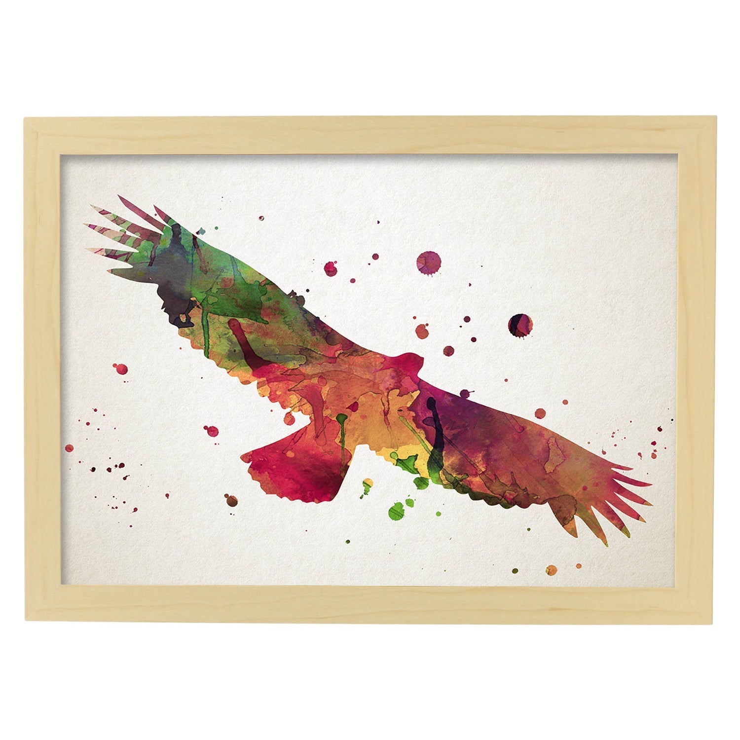 Poster de Aguila estilo acuarela. Láminas de animales con estilo acuarela-Artwork-Nacnic-A3-Marco Madera clara-Nacnic Estudio SL