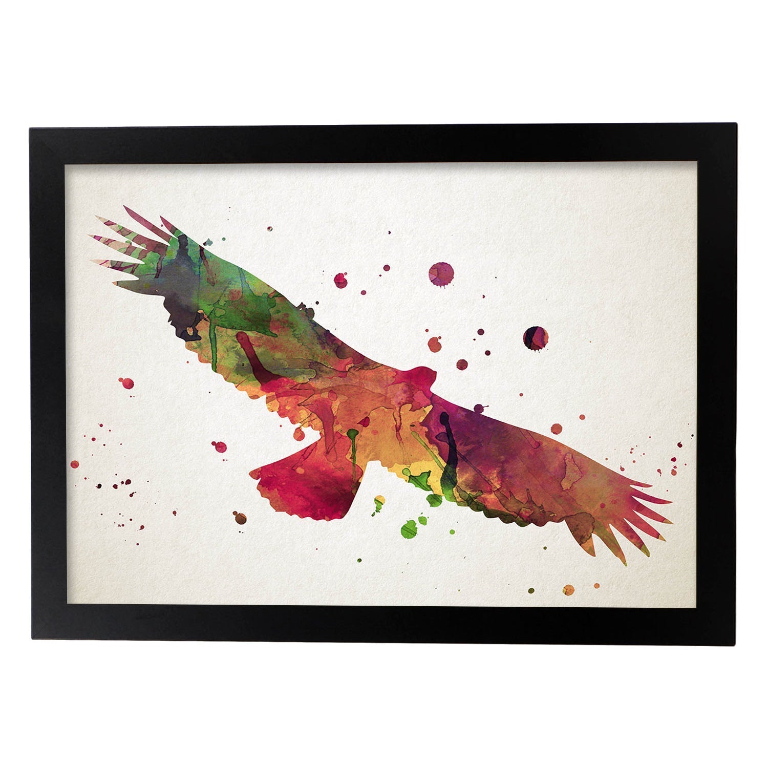Poster de Aguila estilo acuarela. Láminas de animales con estilo acuarela-Artwork-Nacnic-A4-Marco Negro-Nacnic Estudio SL