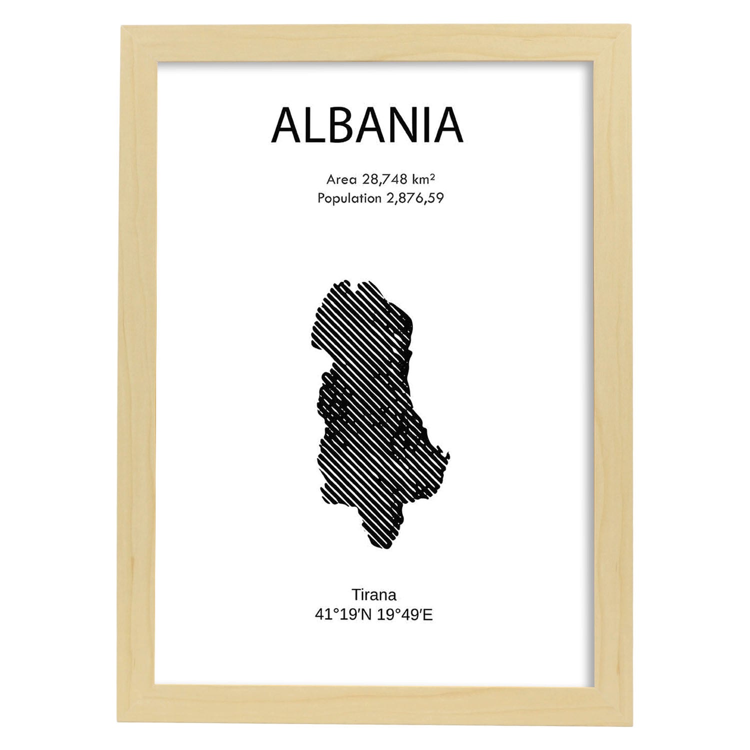 Poster de Albania. Láminas de paises y continentes del mundo.-Artwork-Nacnic-A3-Marco Madera clara-Nacnic Estudio SL